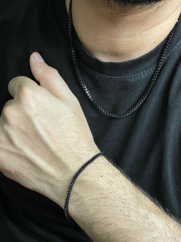 3mm_black_franco_neck_chain_and_bracelet_set_for_men_online_in_Pakistan_6